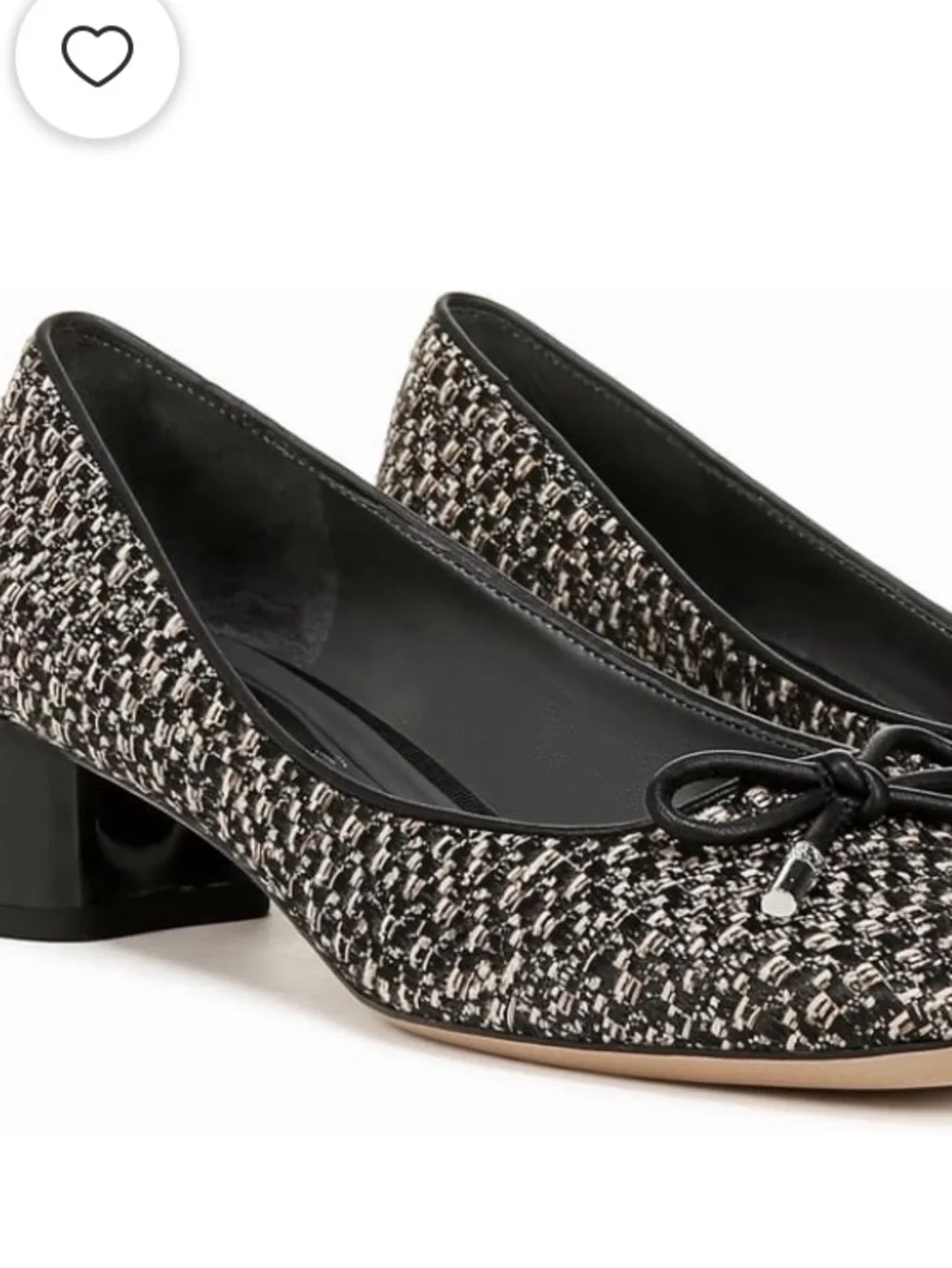 Franco Sarto Classic Black Tweed Block Heel Pump with Bow size 8 estimated